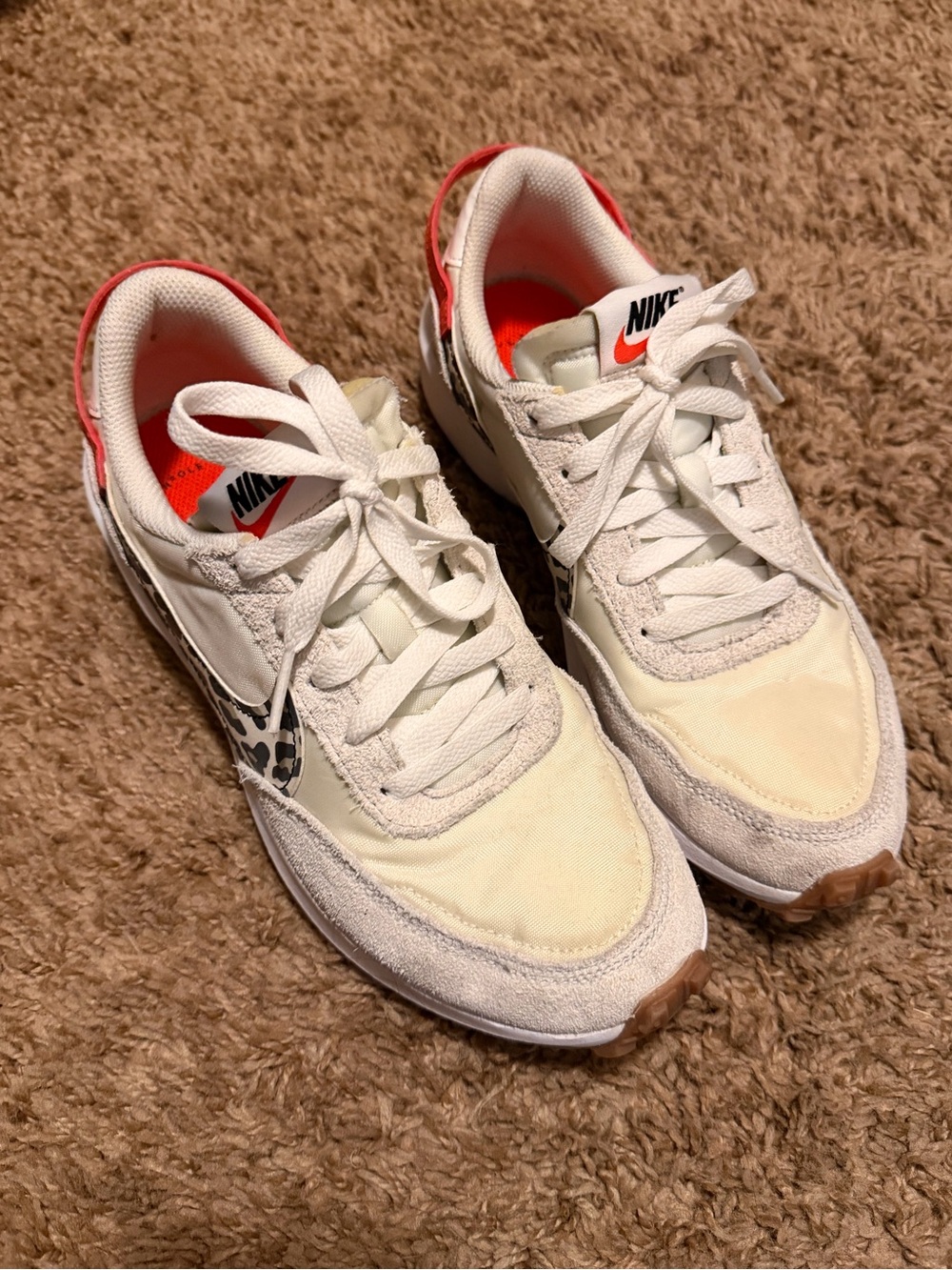 Nike Waffle White Leopard Sneakers